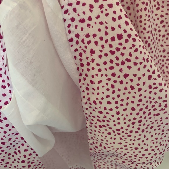 HOT PINK/FUCHSIA/WHITE💖ANN TAYLOR/LOFT PETITES XSP SILK RUFFLE MINI DRESS - Picture 4 of 9